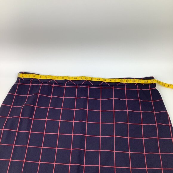 Eloquii Womens Navy Blue & Pink Grid Print Pencil Skirt Size 26 Office Casual - Picture 3 of 8